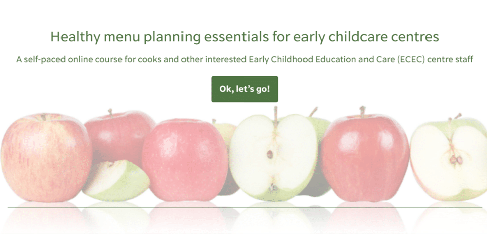 A screenshot of the Healthy Menu Planning Essentials course start screen.